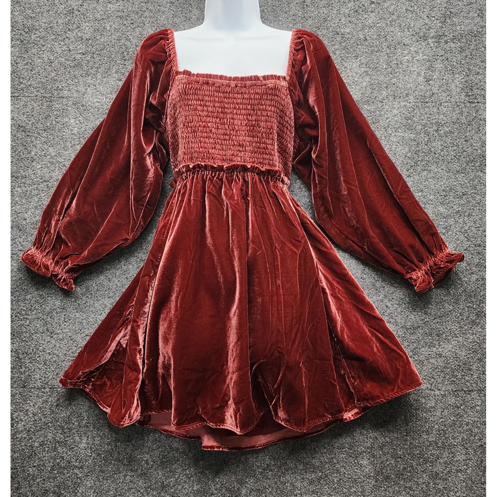 NWT Free People Daphne Velvet Lace Back Whimsigoth Renaissance Mini Dress M